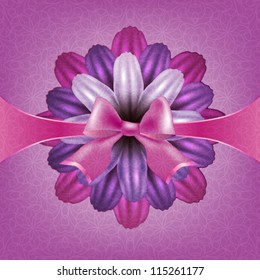 Pink and purple flower on seamless pattern