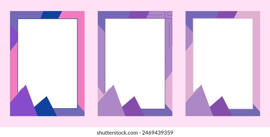 Pink and purple geometric background design template for posters, banners, presentations, invitations, and flyers, cover set. Vector design layout simple with pink and purple color.