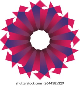 Pink and purple geometric mandala design with intricate details.