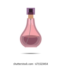 Pink purple glamorous colored perfume icon with round shadow isolated on white background