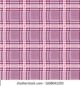 Pink and purple glen check pattern. Stylish hounds tooth checkered design.