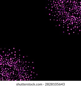 Pink and purple glitter confetti scattered in opposite corners on a black background vector illustration. eps 10