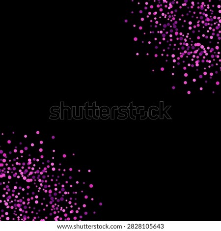 Pink and purple glitter confetti scattered in opposite corners on a black background vector illustration. eps 10