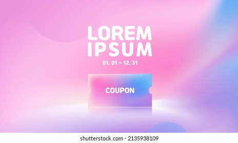 A pink and purple gradation background and coupon