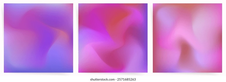 Pink Purple Gradient Background Set. Blurry Violet Red Pastel Mesh Design with Soft Light. Abstract Vibrant Glow Modern Wallpaper.