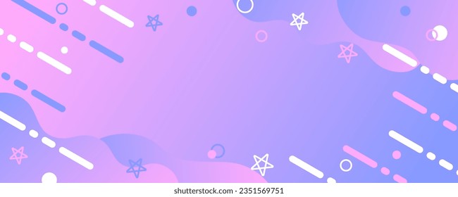 Banner de fondo pop, diseño de cabecera, gradiente rosa y morado y patrón geométrico.