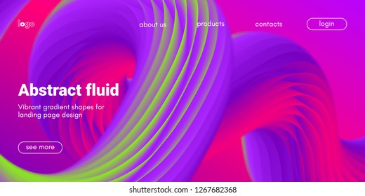 Pink, Purple and Green Abstract Background. 3d Fluid Design, Landing Page Wave Concept. Colorful Liquid Shape in Movement. Abstract Brochure for Web. Flow Banner. Vector Gradient Abstract Background.