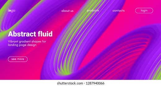 Pink, Purple and Green Abstract Background. 3d Fluid Design, Landing Page Wave Concept. Colorful Liquid Shape in Movement. Abstract Brochure for Web. Flow Banner. Vector Gradient Abstract Background.