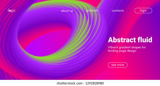 Pink, Purple and Green Abstract Background. 3d Fluid Design, Landing Page Wave Concept. Colorful Liquid Shape in Movement. Abstract Brochure for Web. Flow Banner. Vector Gradient Abstract Background.
