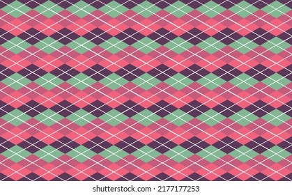 Pink, Purple, And Green Argyle Pattern. Suitable For Fabric, Textile, Rug, Wallpaper, And Banner.