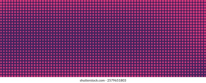 Pink and purple halftone polka dot gradient background. Doteed pixel texture overlay. Pop Art style backdrop. Cartoon or futuristic moving particle vector points.