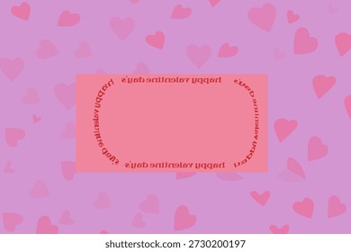 Rosa und violettes Herzmuster Hintergrund mit zentralem Label Kopienraum, romantische Liebe Valentinstag Hintergrund Design mit dekorativen Rahmen für Vorlagen, Karten und romantische Branding