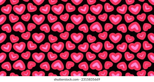 Pink with purple heart seamless pattern background. Abstract doodle pop art design. Vector illustration. Eps10 