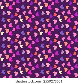 pink and purple hearts, love seamless vector pattern