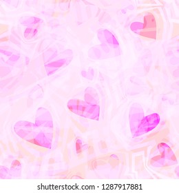 Pink, purple hearts. Romantic seamless texture. Abstract vector background for web page, banners backdrop, fabric, home decor, wrapping,  valentines day design