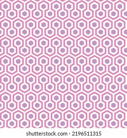 Pink and purple hex honeycomb pattern on white background. Colorful seamless interlocking hexagon pattern on white backdrop.