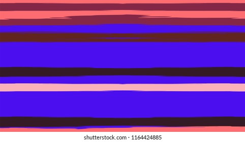Pink, Purple Lines Seamless Summer Pattern, Vector Watercolor Sailor Stripes. Retro Vintage Grunge Fabric Fashion Design Horizontal Brushstrokes. Simple Painted Ink Trace, Geometric Cool Autumn Print.