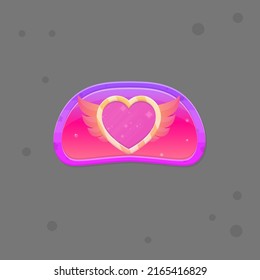 Botón De Forma Líquida Púrpura Rosa O Ventana Pop Con Estrellas GUI Corazón De Caricatura Rosa Con Alas Cuadrillo Diseño De Vector De Caricatura