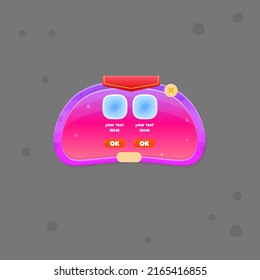 Pink Purple Liquid Shape Button Or Pop Window With Stars  GUI With Blue Windows And Two Items Red Flag Header Cute Colorful Cartoon Vector Design
