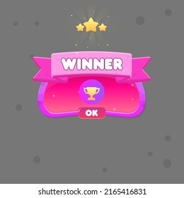 Pink Purple Liquid Shape Pop Window Pink Header Ribbon Winner Cute Colorful Cartoon Vector Design