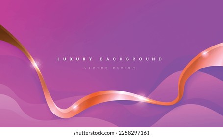 Pink Purple Luxury Background, Gold Glitter Line Decoration. Vector Illustration