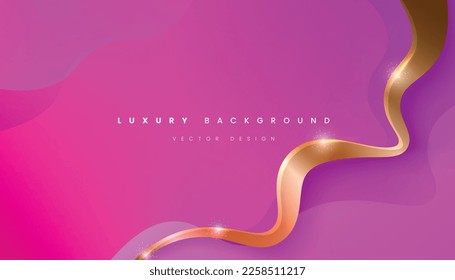 Pink Purple Luxury Background, Gold Glitter Line Decoration. Vector Illustration