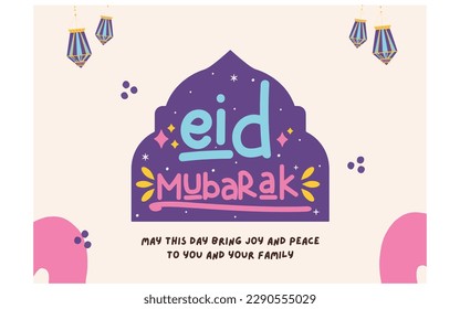 Pink Purple Minimal Eid Mubarak Greeting Card. Send your warmest Eid greetings with our Pink Purple Minimal Eid Mubarak Greeting Card. With its chic and contemporary design.