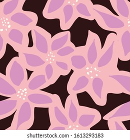 pink and purple mod abstract expressive floral. seamless vector pattern
