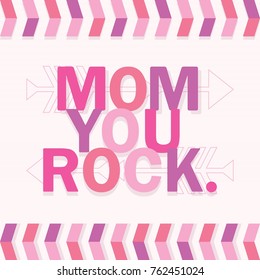 Pink And Purple Mom You Rock. Card On White Background