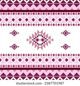 Pink and purple Navajo seamless pattern. Tribal art print. Boho chic style. Geometric, native American patterns. Design for textiles, carpets, curtains, and wallpaper.