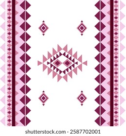 Pink and purple Navajo seamless pattern. Tribal art print. Boho chic style. Geometric, native American patterns. Design for textiles, carpets, curtains, and wallpaper.