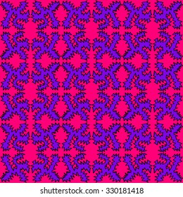 Pink and purple neo-tribal pattern. Seamless vector background. Afro. African. Ethnic.