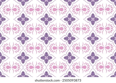 Pink and purple oriental flora Damask Seamless pattern  embroidery, Indian style.  art ornament print.Design for carpet, cover.wallpaper, wrapping, fabric, clothing