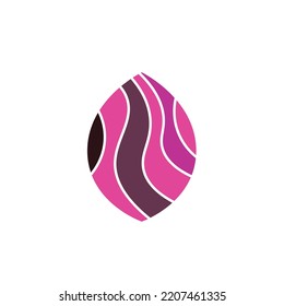 Logo del vector oval rosa y púrpura.