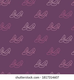 Pink Purple Pastel color Woman High Heels Vector Illustration Seamless Pattern