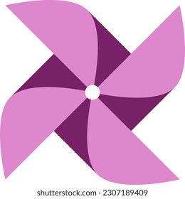 Pink Purple Pinwheel or Spinning Windmill without Stick Symbol Icon. Vector Image.