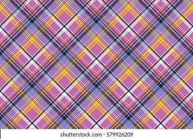 Pink purple plaid pixel texture fabric seamless pattern. Vector illustration.
