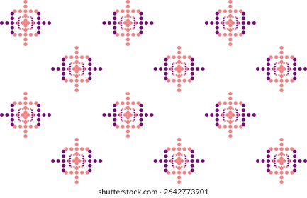 pink and purple polka dots in square rectangles grid pattern design for fabric printing as repeat pattern, pink purple circle Checkerboard 