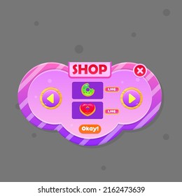 Pink Purple Rounded Pop Up Window Shop Double Donuts Price With Dots And Stripes GUI Cute Colorful Cartoon Vector Design