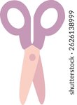 A Pink and purple scissors.