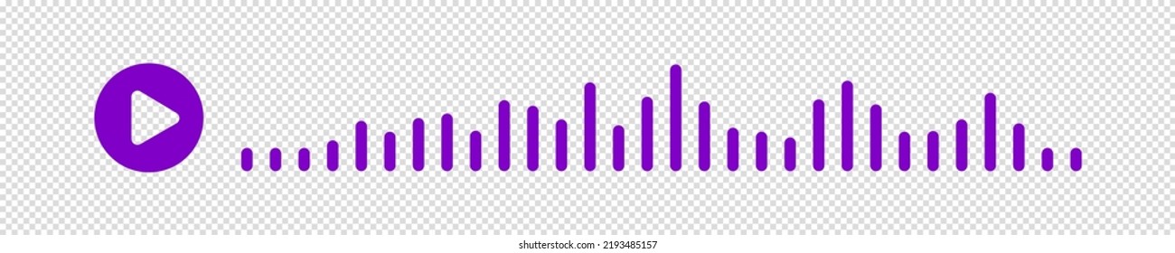 Pink or purple sound waves of the equalizer or voice message isolated on transparent background. Vector clipart Illustration