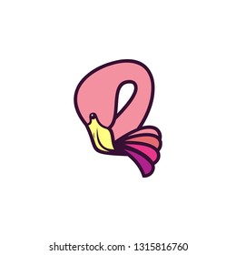 Pink purple storks flamingo. Can use for logo, mascot, or icon