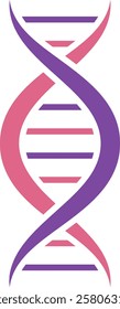 Pink and purple stylized DNA double helix rotating, symbolizing genetics, life, and biological inheritance, with a clean white background perfect for scientific or medical communication