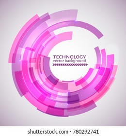 Pink and purple technology abstract circle background. Easy to edit design template for your business projects. Vector illustration.