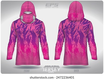 pink purple tiger pattern design, illustration, textile background for sports t-shirt, football jersey shirt mockup for football club. consistent front view
