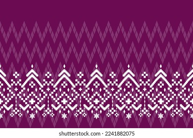Pink purple traditional ethnic pattern paisley flower Ikat background abstract Aztec African Indonesian Indian seamless pattern for fabric print cloth dress carpet curtains and sarong