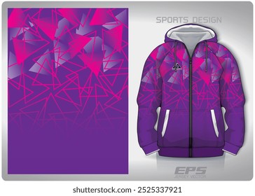 pink purple triangle arrangement pattern design, illustration, textile background for sports t-shirt, football jersey shirt mockup for football club. consistent front view