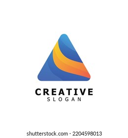 Diseño del logotipo del triángulo rosa y púrpura
