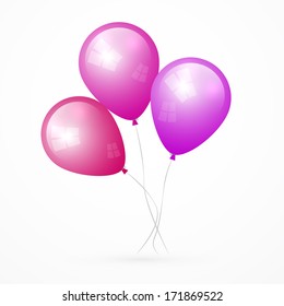 Pink, Purple Vector Balloons Isolated on White Background