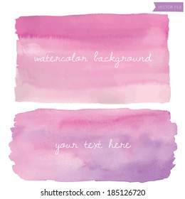 Pink and Purple Vector Watercolor Wash Background. 